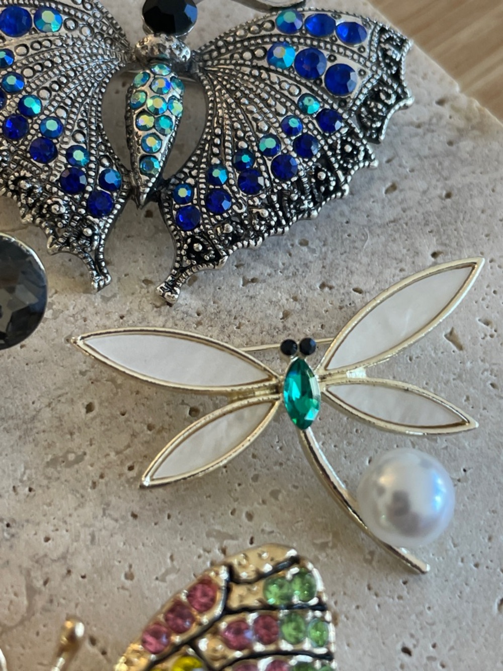 Butterfly Dragonfly Brooch Bundle Rhinestone Enamel Cottagecore Coquette Jewelry - Picture 5 of 5